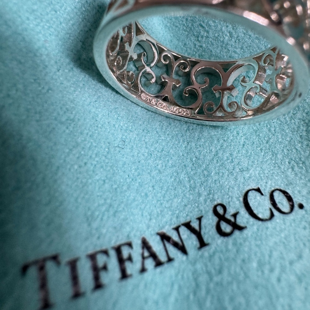 Tiffany & Co. Silver Enchant Wide/Openwork Scroll Band - Picture 2 of 3